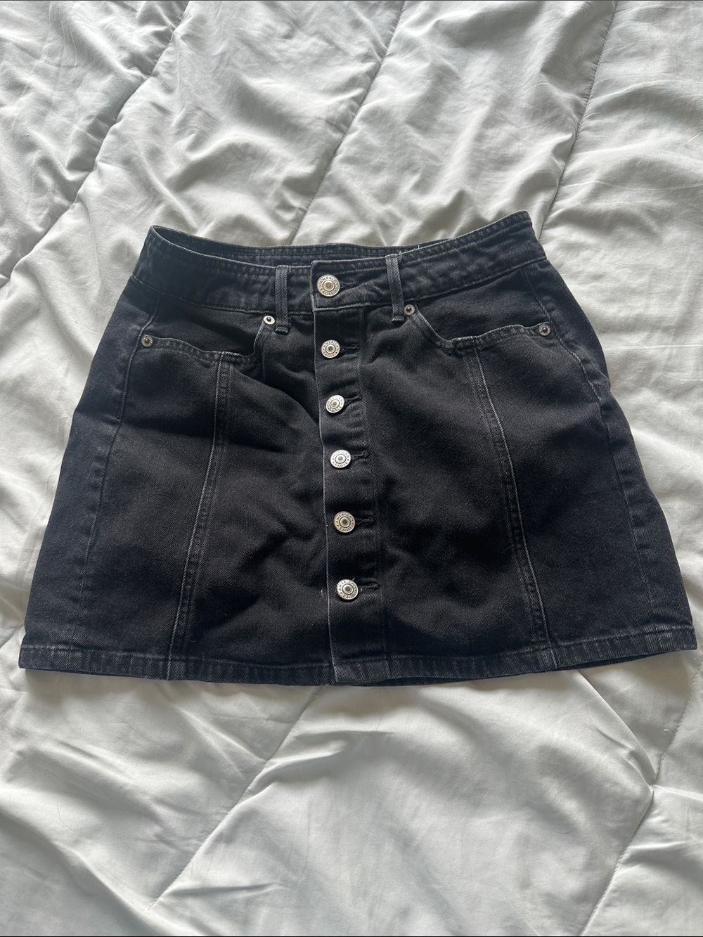 American Eagle Outfitters Black Button-Front Mini Skirt